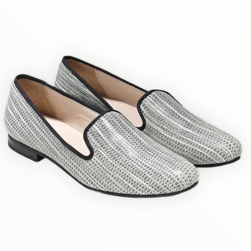 Cole Haan Black & White Sabrina Woven Loafer Size 8.5 Smoking Slipper